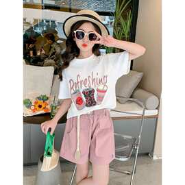 女童套装夏季2024新款网红洋气时髦衣服女孩宝宝短袖儿童夏装衣服