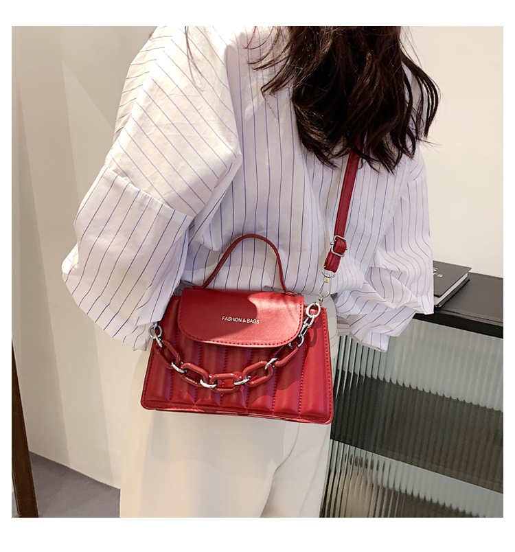 316g Weight Synthetic Leather Lining Material Magnetic Buckle Closure Type Single Shoulder Strap Strap Type Square Bag Bags Type Pu Leather Material Solid Color Pattern Streetwear Style Square Shape Khaki, Red, Yellow, Black Color Small Size Fashion Pu Leather Embroidery Thread Geometric Shoulder Bag Wholesale Nihaojewelry 6