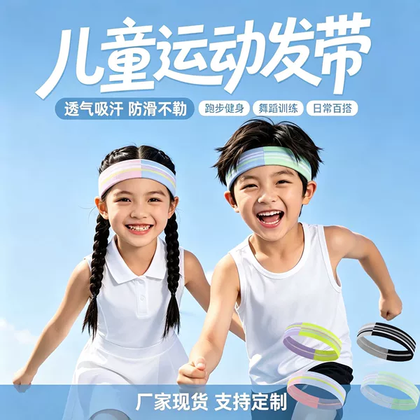 Children's sports headband, sweat-absorbing and breathable, for running, badminton, basketball, dance, anti-sweat headscarf, outdoor fitness