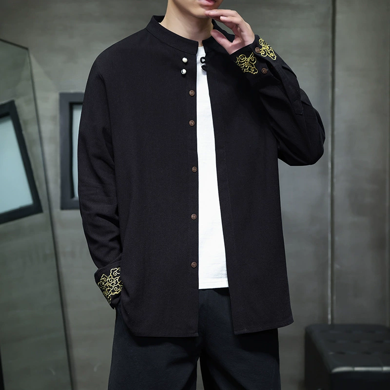 2025 китайский стиль весна и осень льняная вышивка керамическая пряжка