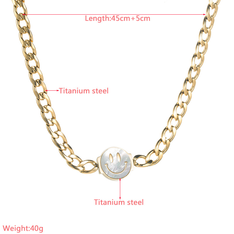 Fashion Smiley Face Titanium Steel Necklace Plating Chain Stainless Steel Necklaces