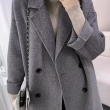 秋冬新款双面羊毛大衣女中长款韩版宽松羊绒呢外套大码厚风衣大码