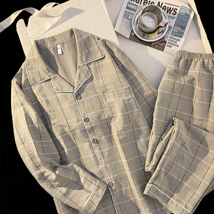 2024 nuevo pijama de hombre de manga larga nubes de algodón primavera y otoño juveniles niños de verano conjunto de ropa de casa