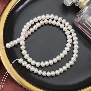 6-6.5mm champagne seedless natural freshwater pearl steamed bread beads loose beads a string of diy material about 38cm long