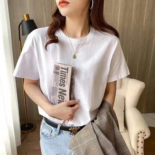  new summer solid color versatile short-sleeved men and women couples simple t-shirt half-sleeved large size t-shirt factory wholesale