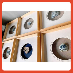 △ Tuf4 New Chinese-Style Ceramic Tile Physical Three-Dimensional Frame Solid Wood Multi-Layer Cardboard Mounting Frame Zen Painting Frame Customization