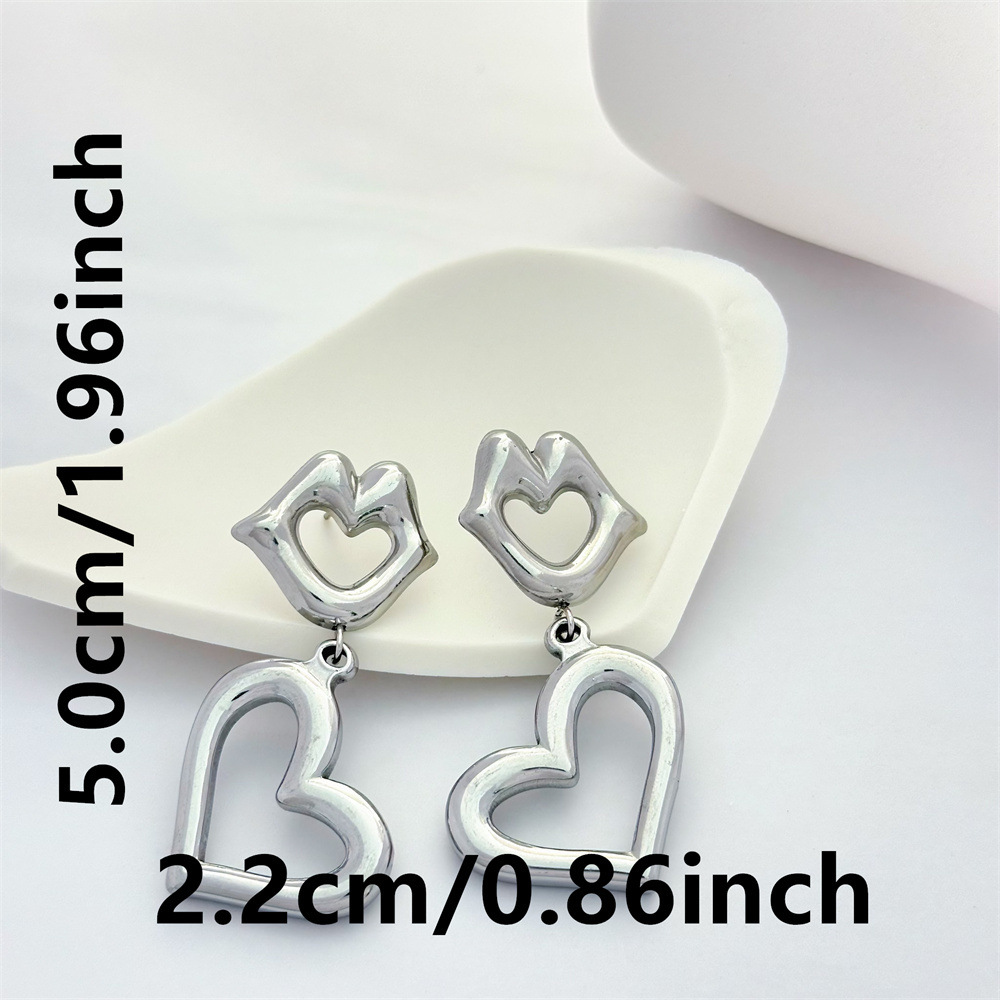 1 Pair Lips Classic Style 304 Stainless Steel Drop Earrings display picture 4