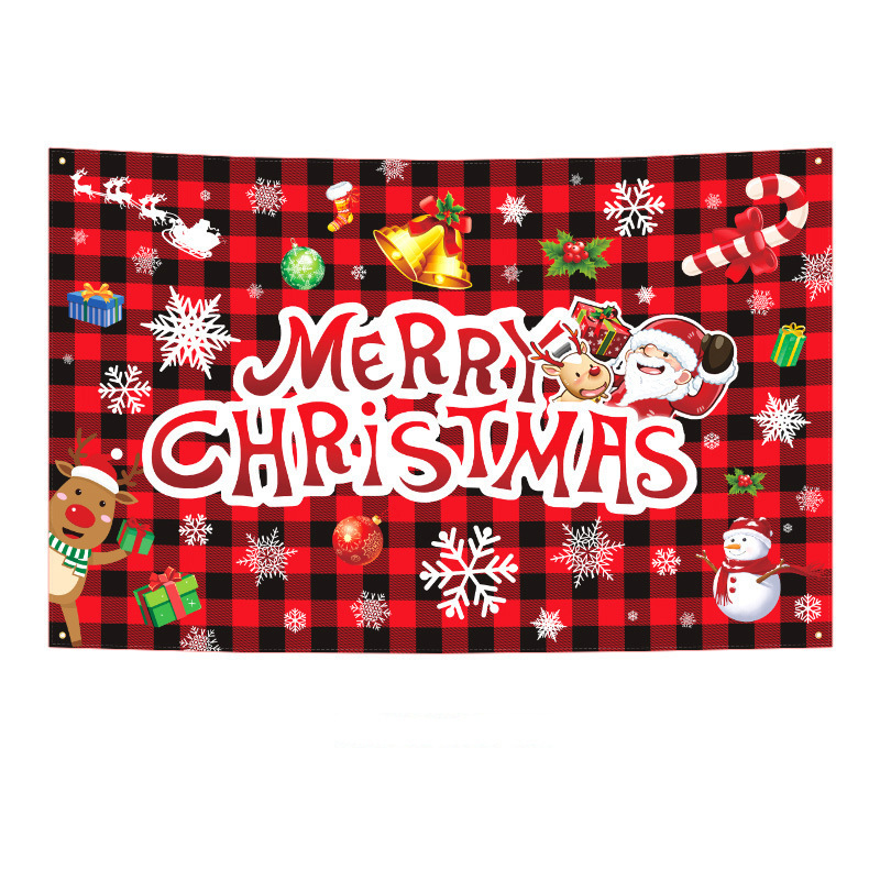 Amazonクロスボーダー新しいクリスマスカプレットドアカーテンお祭り雰囲気アレンジメントクリスマスフラッグ背景布バナー|undefined