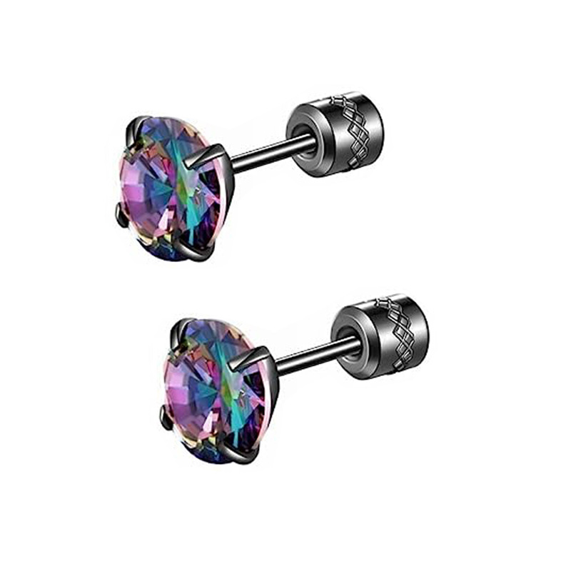 Boucles d'oreilles unisexes en acier titane et zircon en forme de croix, élégantes et polyvalentes, pour cartilage d'oreille multi-percé, pour un style classique et tendance._voghion.com
