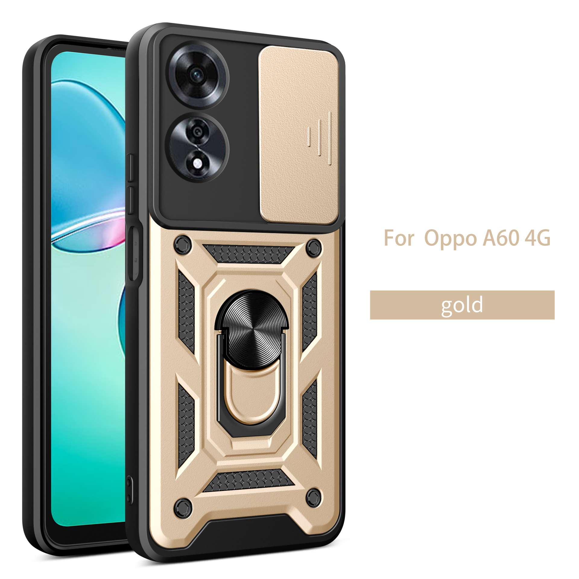 TPU + PC 2 - en - 1 OP A60 caja de teléfono móvil de ventana de alta calidad 360 soporte giratorio contra caídas sargento