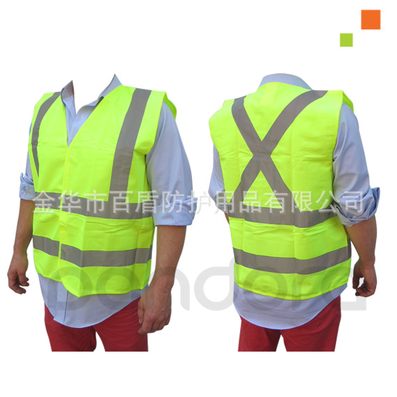 厂家直销CE ENISO20471标准反光衣背心达标反涤纶反光背心反光马