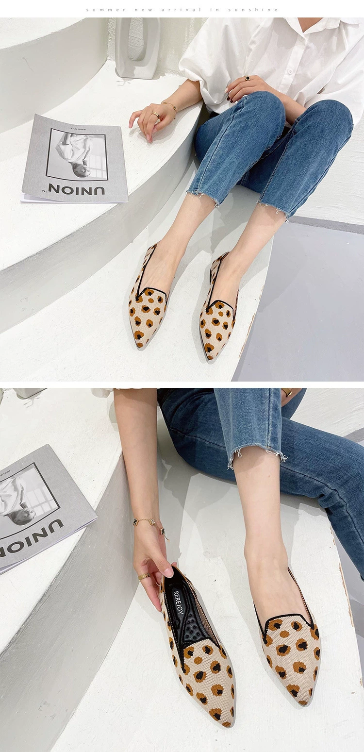 2021 Woman Shoes Flat New Fashion Summer Autumn Shallow  Flying Knitting Shoes Pointed Toe Flats Knit Shoes best women's flats for wide feet