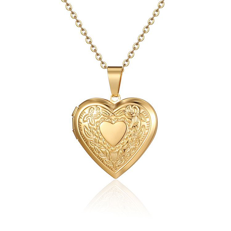 8g Weight Romantic Heart Shape Stainless Steel Plating Pendant Necklace