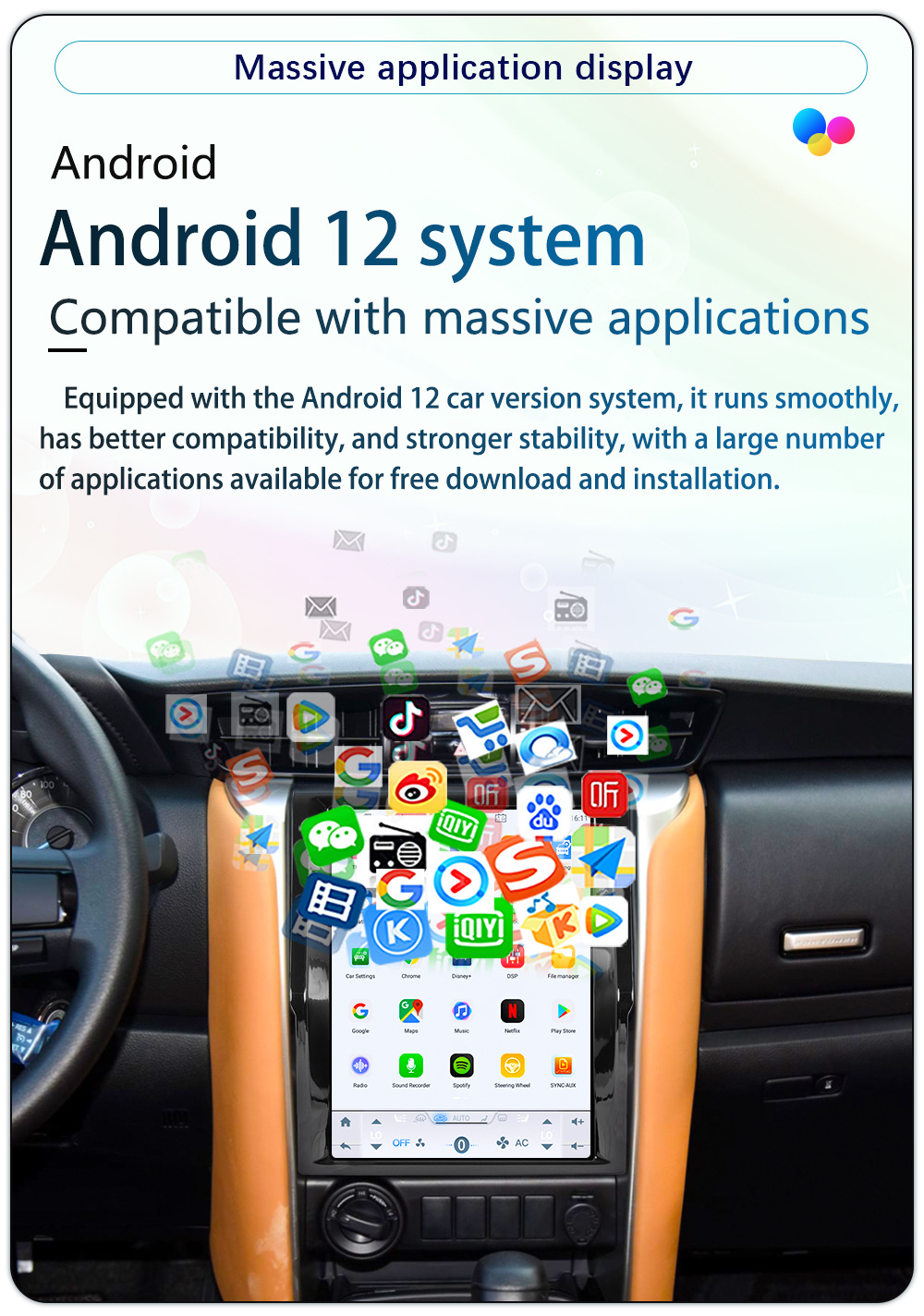 Suitable for 07-21 Models 12.1inch Toyota Runner Fortuner Android 4g Large Vertical Screen Carplay Navigator