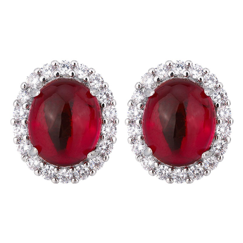 Zhuang Sheng joyería europea y americana simulación paloma sangre roja corindón superficie lisa luz traje de lujo colgante 18*20 anillo 13*18