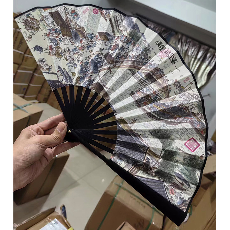 絹布の扇子の空白の扇子の卸売りは絵の題字の扇子の男の中国風の古風な広告の書法の扇子の面白さを描きます。|undefined