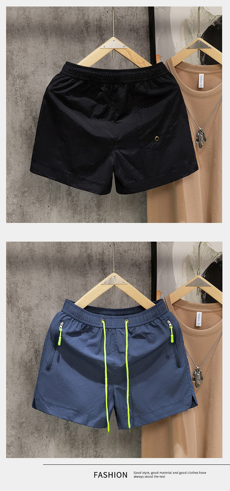 Men's Style Casual Shorts Summer Trendy Mesh Three Quarter Pants Loose Fit Versatile Home Wear Outdoor Beach Wear_viptrois.com