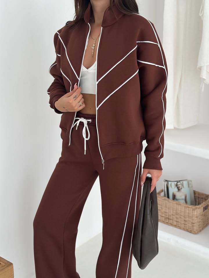 2026 Cross-Border Casual Outfit For Women, European American Street Style, Long-Sleeve Fold-Neck Cardigan And_ecoleips.com