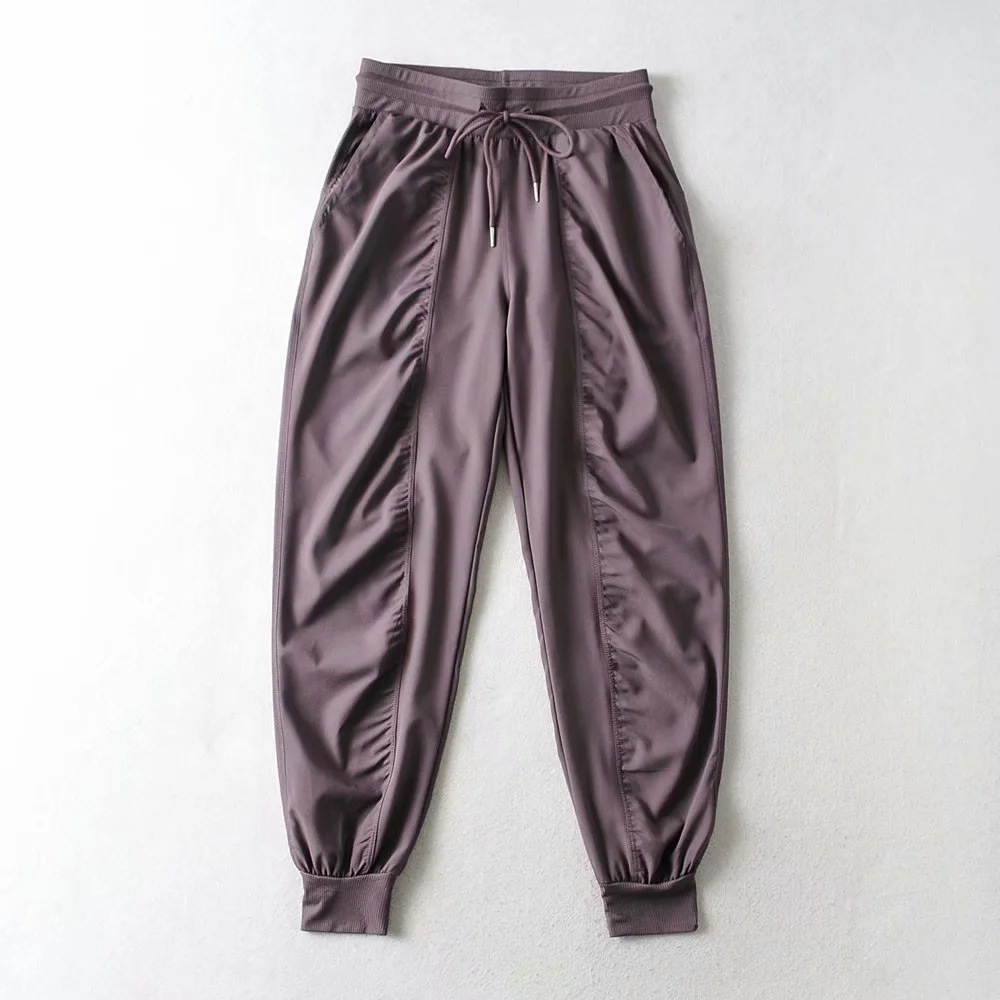 elastic waist tie-up folds casual sports trousers NSHS42531