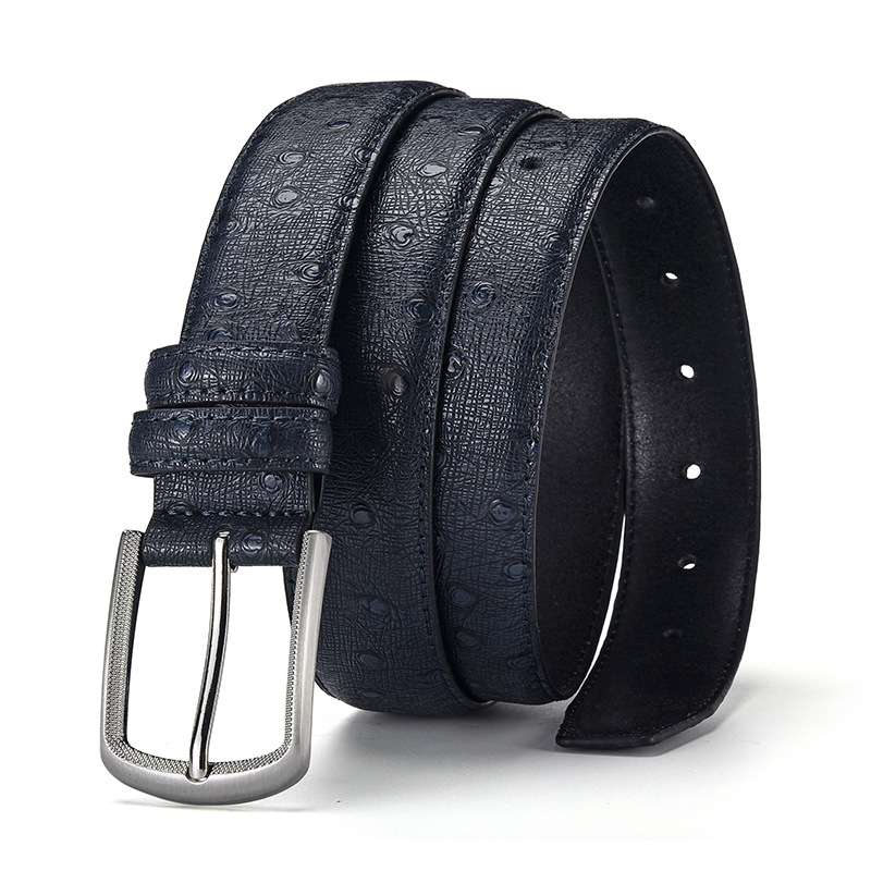 Fashion Ostrich Pattern High-end Pin Buckle Men's Wenzhou Belt Factory Customization_voghion.com