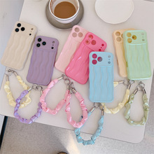 波浪纹亮色适用iPhone17promax苹果手机壳16防摔套13/14软15手绳