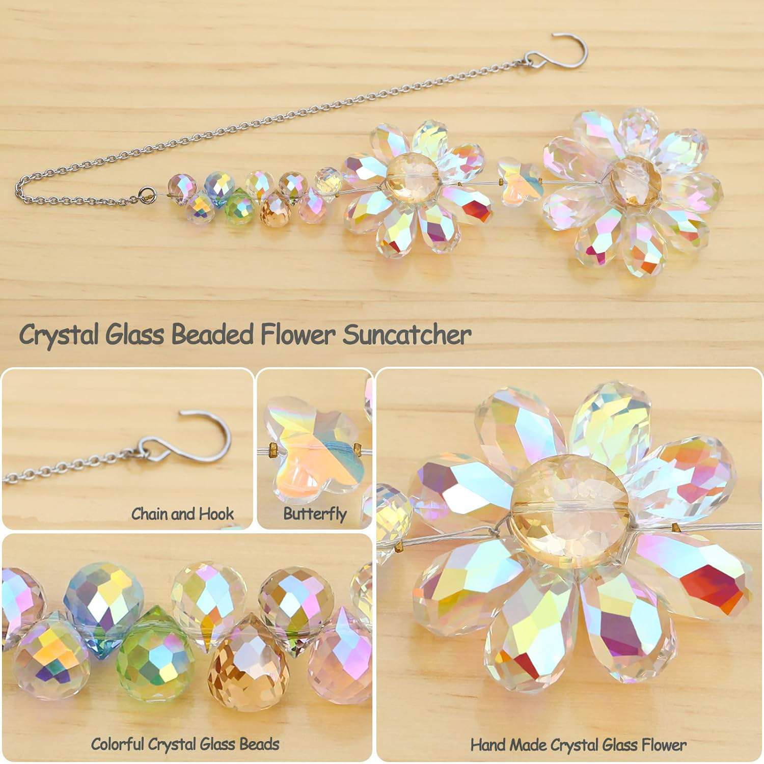 100g Weight Suncatcher, Wind Chime Home Textiles & Decor Type pendant Classification 1 Piece Quantity Home, Outdoor Occasion Artificial Crystal Material Flower Pattern Elegant, Shiny Style Elegant Shiny Flower Artificial Crystal Suncatcher Wind Chime Wall Art 2