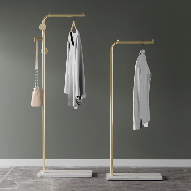 Clothes rack floor-standing bedroom simple metal coat rack modern light luxury household clothes rack rock plate clothes rack
