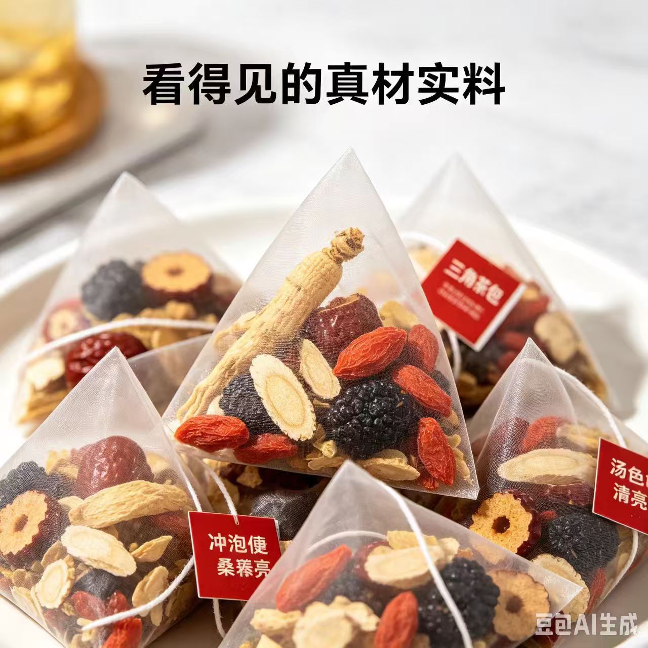 Ginseng Eight Treasures Tea Ren Shen Ba Bao Cha 30 Pyramid Tea Bags 150g Daily Herbal Infusion overview