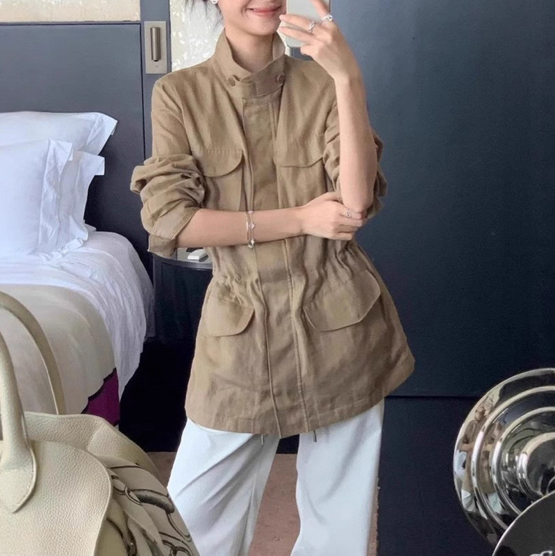 Lp Traveler's Hunting Outfit! Old Money Style Women's Linen Flight Work Shirt Jacket with Waist Cinch for Women Spring New 26 Lp Traveler's Hunting Outfit! Old Money Style Women's Linen Flight Work Shirt Jacket with Waist Cinch for Women Spring New 26