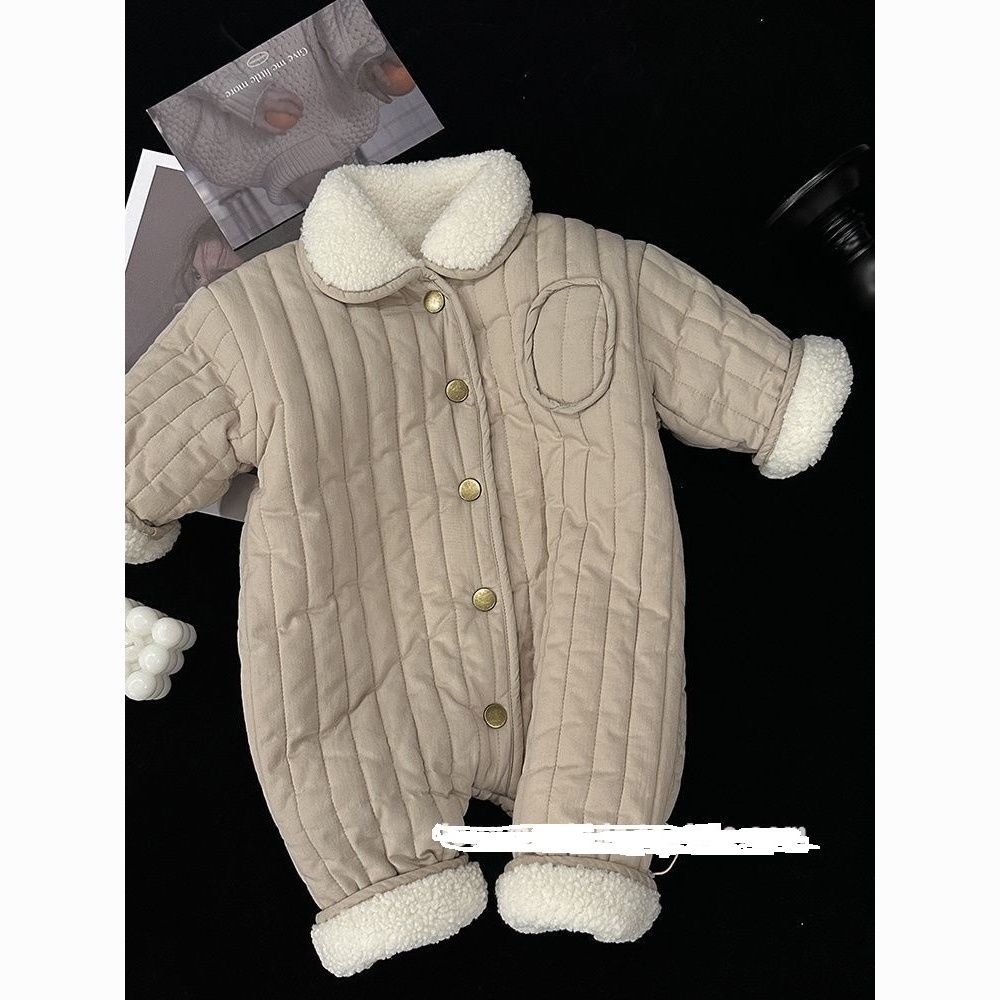 의 퀼트 점프 수트 겨울 외국식 기모 두껍게 된 따뜻한면 패딩 재킷 등반 세트 겨울  의 외출을 위해