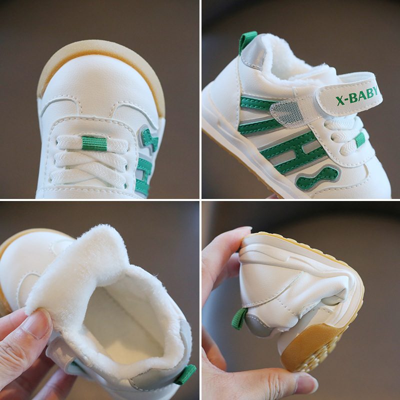 Zapatos de algodón para bebés de invierno para mujeres de 1 a 3 años de edad para niños y niños pequeños zapatos forrados de lana para niñas de otoño e invierno zapatos de bebé de fondo suave para niños pequeños