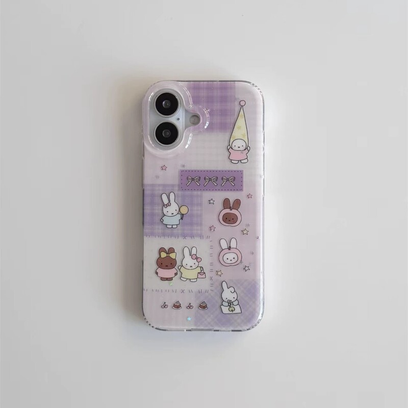 Purple Grid Patchwork Miffy Case Suitable for Apple 16 Pro Max Phone Case iPhone 17 Niche 14 Double-Layer 13 Hard Case 12 Purple Grid Patchwork Miffy Case Suitable for Apple 16 Pro Max Phone Case iPhone 17 Niche 14 Double-Layer 13 Hard Case 12
