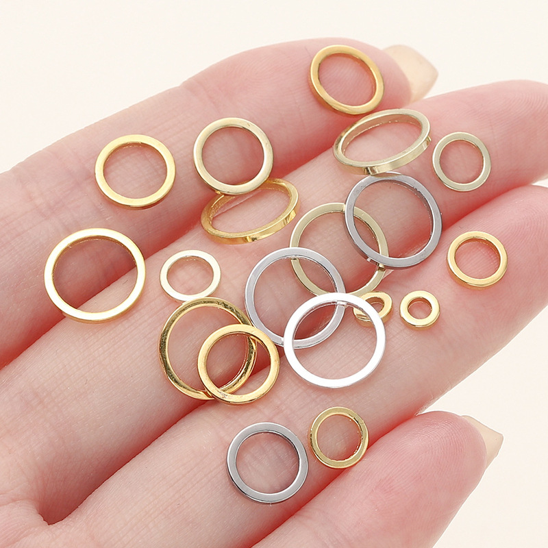 14K/18K Gold Closed Ring Closed Ring Square Coil Handmade DIY Necklace Earrings Color Pad Closing Accessories