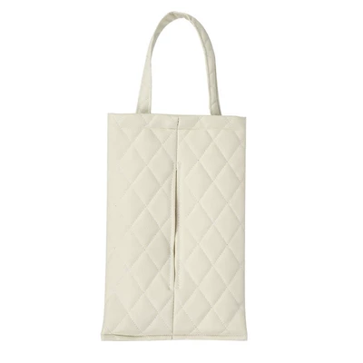 Car Tissue Box Quilted Leather Car tissue box/set - beige