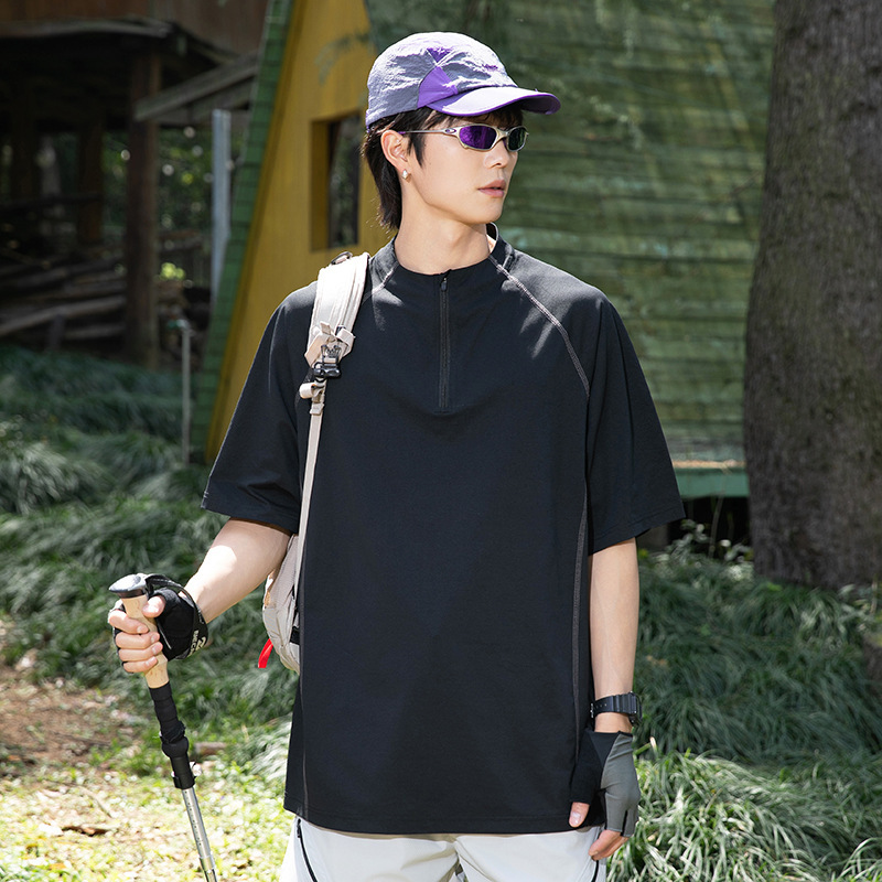 2025 New Summer Outdoor Niche T-Shirt Loose and Versatile Moisture-Absorbent Sports Quick-Drying Short-Sleeved Top