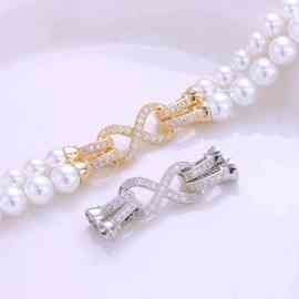 广州高保色珍珠扣蝴蝶立体扣毛衣链扣四叶草项链扣连接扣批发