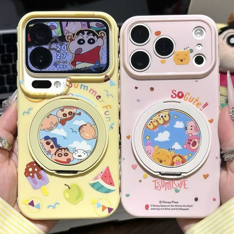 Cute Cartoon Rotating Stand Suitable for Apple 17 Pro Max Phone Case, High Aesthetic Value for Girls, Huawei, Xiaomi, Xiaoxin Cute Cartoon Rotating Stand Suitable for Apple 17 Pro Max Phone Case, High Aesthetic Value for Girls, Huawei, Xiaomi, Xiaoxin