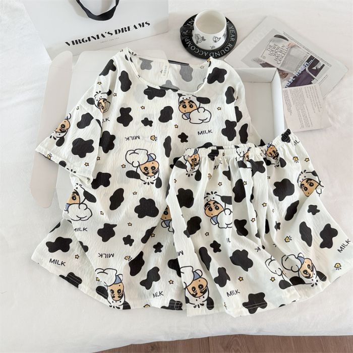 Venta al por mayor transfronteriza de pijamas vietnamitas verano femenino dibujos animados coreanos dulce y lindo estudiante estampado cuello redondo nube algodón estilo ins