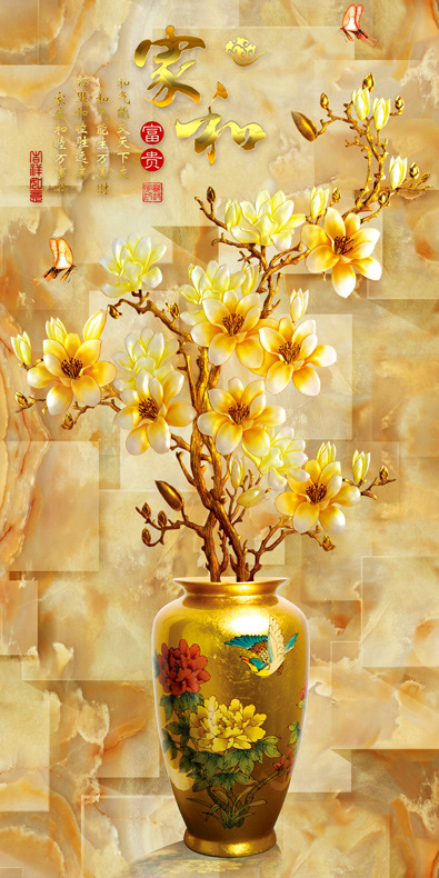家和富贵玉兰花瓶