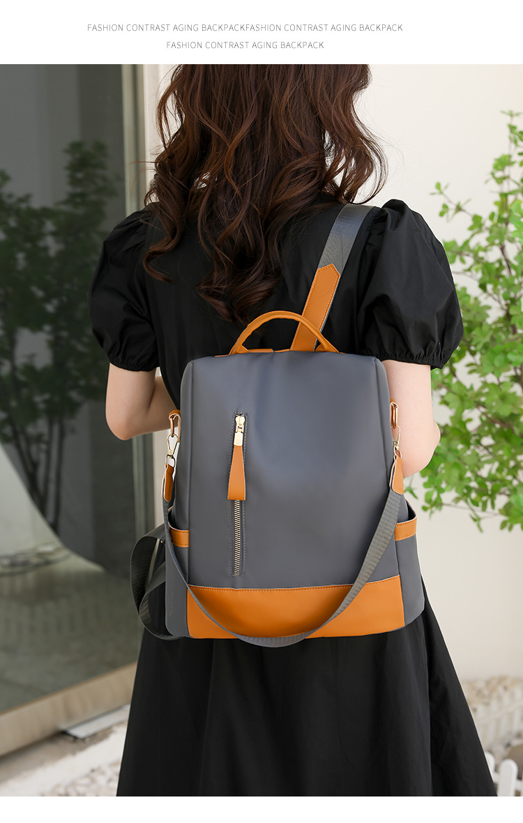 Waterproof Anti-theft Color Block Casual Travel Women's Backpack display picture 1