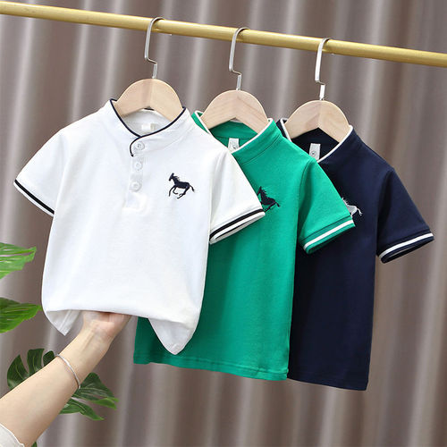T063-Stand collar embroidered horse Polo versatile stand collar loose British style knitted trend