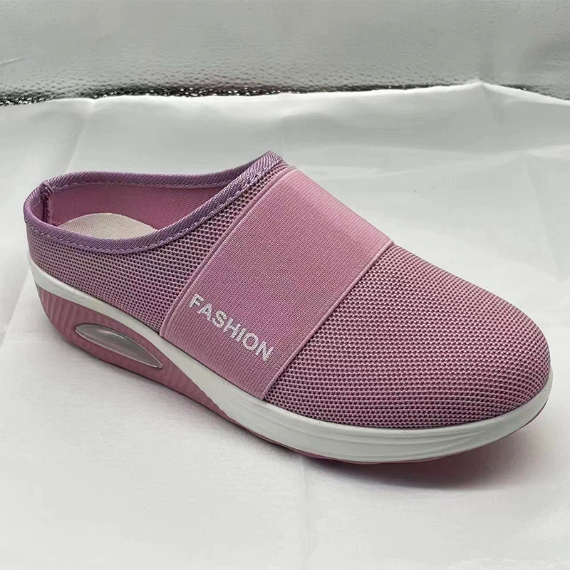 Оптовые весенне-осенние женские повседневные сандалии на танкетке с сетчатыми вставками, без застежек, для ношения на каждый день