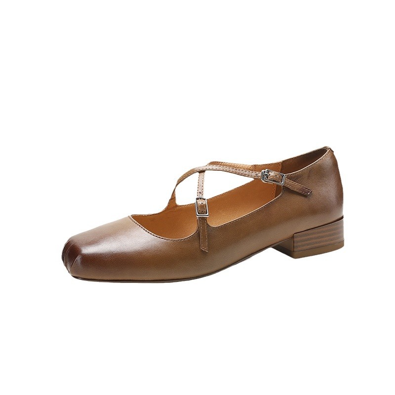 Autumn universal vintage retro Mary Jane shoes square toe