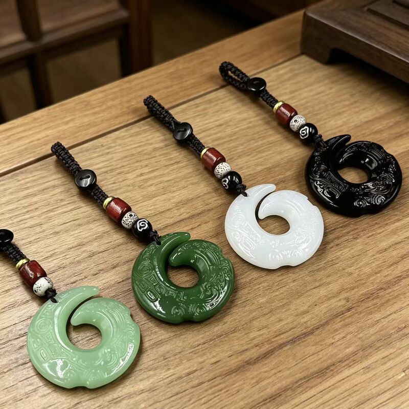 Lucky Turn of Fortune Keychain Car Pendant Imitation Jade Glass Fortune Safety Pendant Phone Charm Live Broadcast Giveaway Item