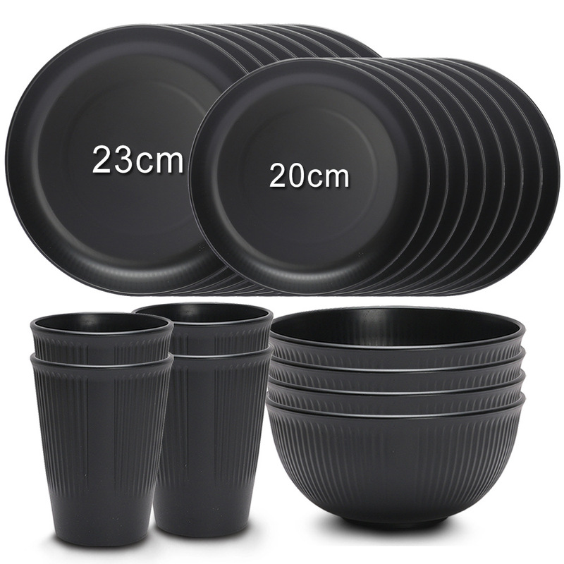 Amazon Cross-Border Wheat Straw Household Tableware Bowls and Dishes Set High-Value Household Travel Tableware Set