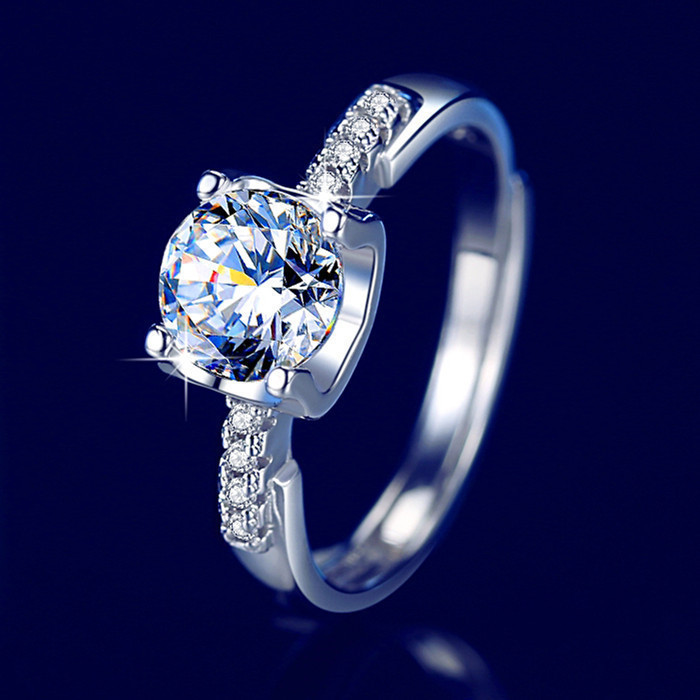 Simple Six-prong Diamond Wedding Ring For Women, One Carat High Carbon_voghion.com