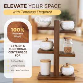 木质多层置物架马克杯玻璃杯展示架厨房台面调料香料罐实木放置架