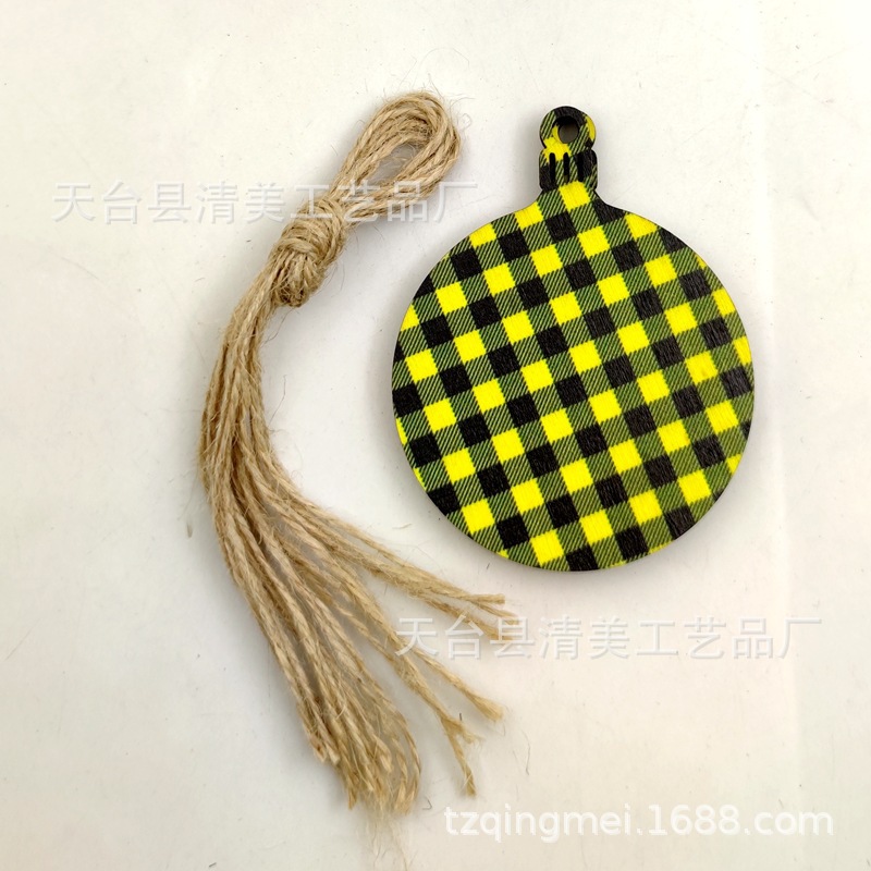 33 cuadros amarillos y negros serie navideña piezas de madera colgante de decoración navideña se pueden combinar libremente 10 piezas en un paquete