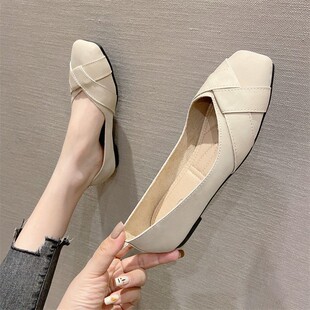Europe and the United States in the autumn of 2024 new retro square soft bottom pregnant women's shoes ladle shoes women's plus size flat heel shoes