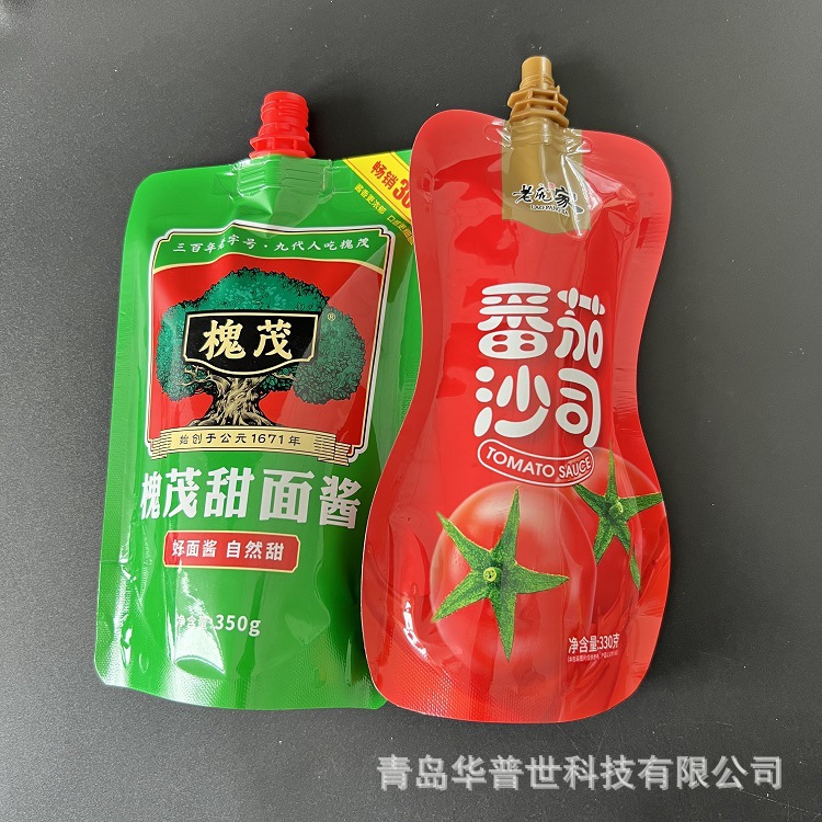 甜面酱豆瓣酱吸嘴袋  番茄酱异形自立袋  彩印密封铝箔复合调料袋